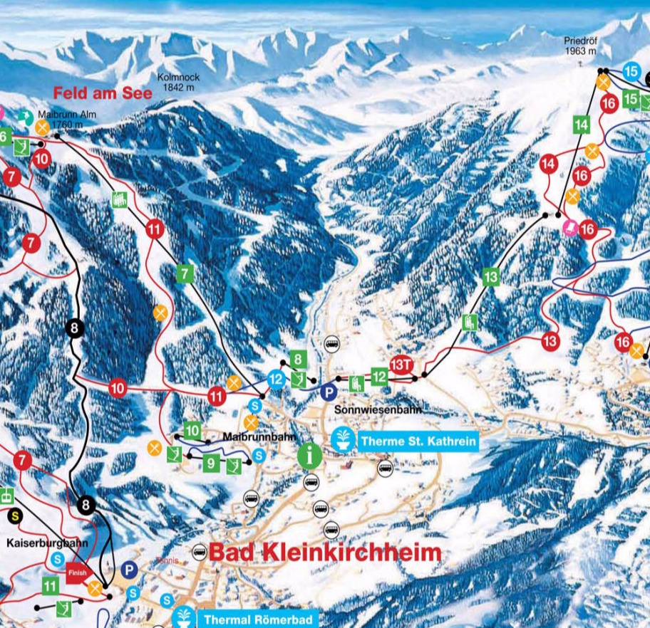 Bad Kleinkirchheim sítérképe, sífelvonói